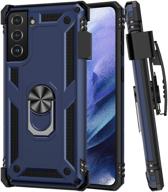 📱 ruky samsung galaxy s21+ plus 5g case - belt clip holster ring holder - military grade shockproof anti scratch rugged case for samsung galaxy s21+ plus 5g 6.7 inches (blue) logo