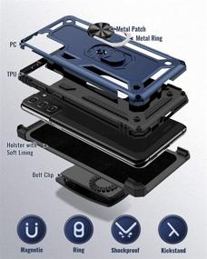 img 1 attached to 📱 Ruky Samsung Galaxy S21+ Plus 5G Case - Belt Clip Holster Ring Holder - Military Grade Shockproof Anti Scratch Rugged Case for Samsung Galaxy S21+ Plus 5G 6.7 inches (Blue)