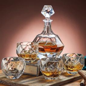 img 2 attached to 🥃 Onearf Whiskey Decanter Sets: Premium 870ml Crystal Liquor Decanter with Whiskey Glasses in Magnetic Gift Box - Personalized 5-Piece Bourbon Set for Liquor, Scotch, Bourbon, Brandy