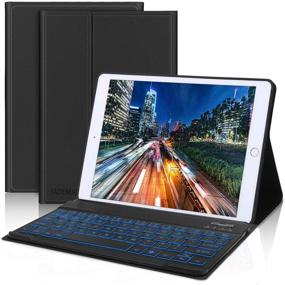 img 4 attached to 🔌 Backlit Keyboard Case for iPad 8th Generation - Wireless Bluetooth Detachable Keyboard, Smart Folio Leather Cover - 7 Color Options - Compatible with iPad 8th Generation 2020 and iPad 7th Generation 2019, iPad Air 3rd Generation 10.5 inch