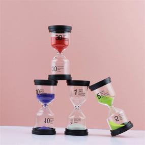 img 2 attached to ⏳ ALILAKA 6Pcs Small Black Cover Hourglass Set - 1 Minute to 30 Minutes Sand Timers in 6 Colors