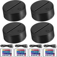 🌟 eeekit 4 pack 3d night led light lamp base: colorful remote control & usb cable included for acrylic and plexiglass art, decorative lights for room, shop, restaurant (black) logo