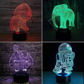 img 2 attached to 🌟 EEEKit 4 Pack 3D Night LED Light Lamp Base: Colorful Remote Control & USB Cable Included for Acrylic and Plexiglass Art, Decorative Lights for Room, Shop, Restaurant (Black)