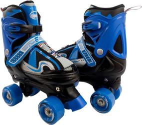 img 4 attached to Adjustable Children's Quad Roller Skates for Girls & Boys - Size 10J to 6 with Brakes - Indoor & Outdoor Skate - Red, Purple & Blue Colours