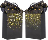 🎁 24pcs black gold gift bags with star tissue paper for birthday party wedding bridal baby shower - sharlity (8.5 x 6.3 x 3.15inch) logo