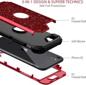 img 3 attached to ✨ iPhone SE 2020 Case, Hekodonk Heavy Duty Shockproof Hybrid Protective Case, Hard Plastic + Silicone Rubber, for 2nd Generation iPhone SE (4.7-inch Display), 2020 Bling Red