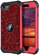 ✨ iphone se 2020 case, hekodonk heavy duty shockproof hybrid protective case, hard plastic + silicone rubber, for 2nd generation iphone se (4.7-inch display), 2020 bling red logo