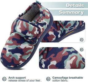 img 3 attached to 👦 Comfortable Boys Camo House Slippers with Rubber Soles & Memory Foam - Ideal for Toddlers and Little Kids