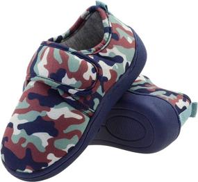 img 4 attached to 👦 Comfortable Boys Camo House Slippers with Rubber Soles & Memory Foam - Ideal for Toddlers and Little Kids