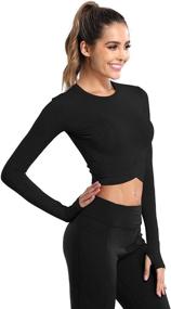 img 1 attached to 🏋️ DREAM SLIM Women's Tummy Cross Fitted Crop Tops for Yoga, Running, Gym Workout - Short Sleeve Cropped Tank Tops