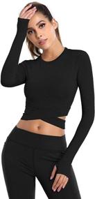 img 4 attached to 🏋️ DREAM SLIM Women's Tummy Cross Fitted Crop Tops for Yoga, Running, Gym Workout - Short Sleeve Cropped Tank Tops