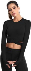 img 2 attached to 🏋️ DREAM SLIM Women's Tummy Cross Fitted Crop Tops for Yoga, Running, Gym Workout - Short Sleeve Cropped Tank Tops