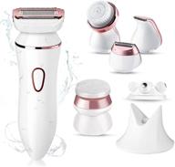 🪒 6-in-1 electric razors for women: painlessly remove body hair with bikini trimmer for legs, underarms & bikini area - waterproof & rechargeable wet/dry shaver kit logo