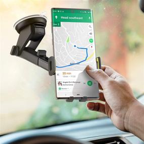 img 1 attached to 📱 iPhone Car Mount Encased - Dashboard/Windshield Cell Phone Holder for iPhone 11/12/13/Pro Max (Case Compatible)