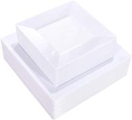 🍽️ liacere 60-piece white plastic plates: premium disposable plates for party/wedding - includes 30 dinner plates (9.5in) and 30 salad plates (7in) logo