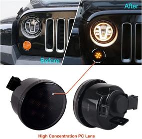 img 3 attached to 🚦 Enhance Safety and Style with JK Turn Signal Lights: Smoke Lens Amber LED Front Grill Parking Lights for Jeep Wrangler JK JKU 2007-2017