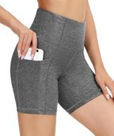 heathyoga women's high waist yoga shorts with pockets - perfect for workouts, running, and biking logo