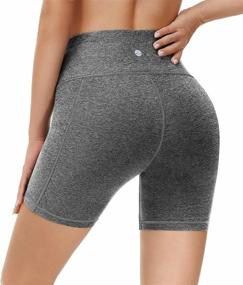 img 2 attached to Heathyoga Women's High Waist Yoga Shorts with Pockets - Perfect for Workouts, Running, and Biking