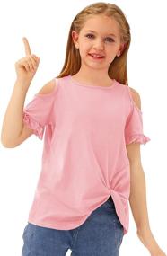 img 2 attached to 👚 BesserBay Girl's Solid Twist Knot Tunic Shirt: Stylish Cold Shoulder Top for 3-12 Years