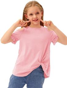 img 3 attached to 👚 BesserBay Girl's Solid Twist Knot Tunic Shirt: Stylish Cold Shoulder Top for 3-12 Years