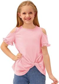 img 1 attached to 👚 BesserBay Girl's Solid Twist Knot Tunic Shirt: Stylish Cold Shoulder Top for 3-12 Years