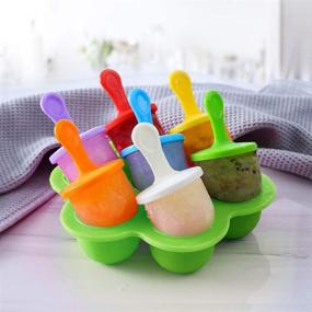 img 2 attached to 🍦 Versatile Mini Silicone Popsicle Mold: 7-Cavity Ice Pop Maker with Colorful Sticks, Ideal for DIY Ice Cream, Lollipops, Baby Food Storage, and Non-Stick Ice Cube Trays