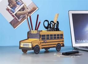 img 3 attached to 🚌 DecentGadget School Bus Pen Holder: Organize Your Desk with this Stylish Car Shaped Pencil Pot