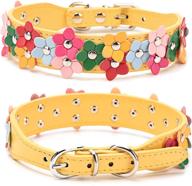 🐶 premium pu leather dog collar with studded flower design – adjustable buckle, suitable for small and medium dogs – cute pet neck choker in multiple colors logo