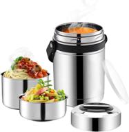 3 tier wide mouth soup thermos for hot food- 61oz meal flask with handle, thermal insulated stainless steel food container - perfect for travel and camping логотип