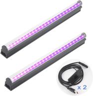 🎃 enhance your glow party and halloween decor with 2 pack of black light bars - 10w 1ft usb portable uv led blacklight tube логотип