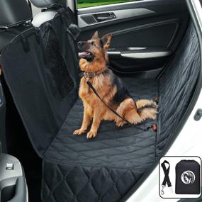 img 4 attached to 🐶 Dog Car Hammock - Heavy Duty Car Seat Cover for Dogs - Back Seat Dog Car Seat Cover with Mesh Window & Multiple Pockets - Large Car Hammock for Dogs, SUV/Truck - Washable 600D Oxford