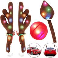 deck your car with holiday cheer: kissdate christmas car antler with led light and rudolph reindeer costume! logo