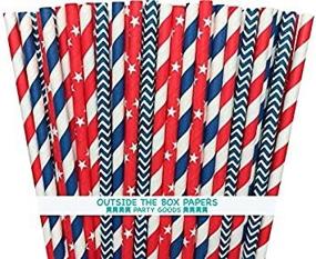 img 4 attached to 🎉 Add a Patriotic Punch to Your Party with Outside the Box Papers Baseball Theme Stars and Striped Paper Straws - 100 Pack in Red, White, and Blue!