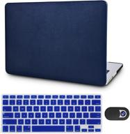 🔵 dark blue italian leather case bundle for macbook air 13" a1466/a1369 – includes keyboard cover & webcam cover by kecc logo