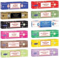 nag champa incense stick packs - hand rolled, non-toxic for meditation & yoga - fragrant home gift pack - 12 packs, 15g each (assorted) логотип