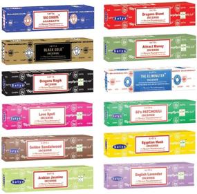img 1 attached to Nag Champa Incense Stick Packs - Hand Rolled, Non-Toxic for Meditation & Yoga - Fragrant Home Gift Pack - 12 Packs, 15g each (Assorted)