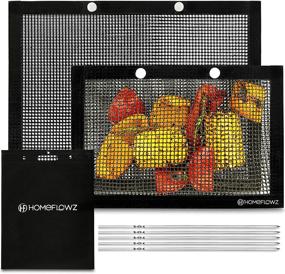 img 4 attached to 🔥 Homeflowz Mesh Grill Bags and Skewers - Premium Set of Extra Large and Medium BBQ Bags for Grill - Heat Resistant Non-Stick Reusable Grilling Bags - Easy to Clean - Ideal for All Outdoor Grills - Durable Design