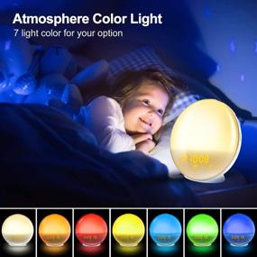 img 1 attached to 🌅 Wake Up Light Alarm Clock: Alexa & Google Home Compatible, 7 Colored Sunrise Simulation and FM Radio, USB Charge Port