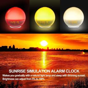 img 2 attached to 🌅 Wake Up Light Alarm Clock: Alexa & Google Home Compatible, 7 Colored Sunrise Simulation and FM Radio, USB Charge Port