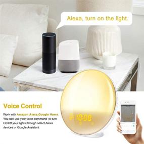 img 3 attached to 🌅 Wake Up Light Alarm Clock: Alexa & Google Home Compatible, 7 Colored Sunrise Simulation and FM Radio, USB Charge Port