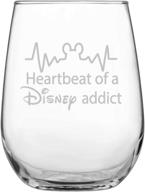 🍷 disney addict stemless wine glass - heartbeat design • disney-inspired glassware • mickey & minnie mouse fan gift • ideal birthday or friendship present logo