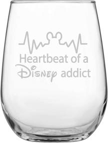 img 4 attached to 🍷 Disney Addict Stemless Wine Glass - Heartbeat Design • Disney-Inspired Glassware • Mickey & Minnie Mouse Fan Gift • Ideal Birthday or Friendship Present