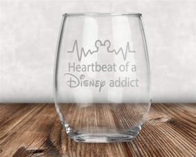 img 2 attached to 🍷 Disney Addict Stemless Wine Glass - Heartbeat Design • Disney-Inspired Glassware • Mickey & Minnie Mouse Fan Gift • Ideal Birthday or Friendship Present