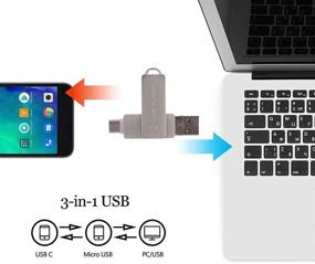 img 2 attached to Флеш-накопитель USB C высокой скорости - 1 ТБ двойной OTG типа C фотостик для ПК, планшета, Mac, MacBook, USB-C смартфона - серебро