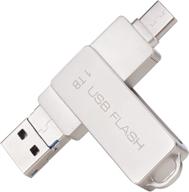 флеш-накопитель usb c высокой скорости - 1 тб двойной otg типа c фотостик для пк, планшета, mac, macbook, usb-c смартфона - серебро логотип