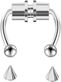 img 2 attached to 💍 CHUXI 5 Pack Magnetic Nose Rings: Stylish Stainless Steel Faux Piercing Jewelry for Men and Women