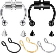 💍 chuxi 5 pack magnetic nose rings: stylish stainless steel faux piercing jewelry for men and women logo