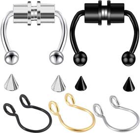 img 4 attached to 💍 CHUXI 5 Pack Magnetic Nose Rings: Stylish Stainless Steel Faux Piercing Jewelry for Men and Women