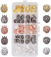 🦁 ph pandahall 60pcs lion head beads: animal king metal spacer charms for jewelry making logo