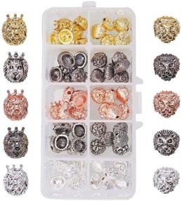 img 4 attached to 🦁 PH PandaHall 60pcs Lion Head Beads: Animal King Metal Spacer Charms for Jewelry Making